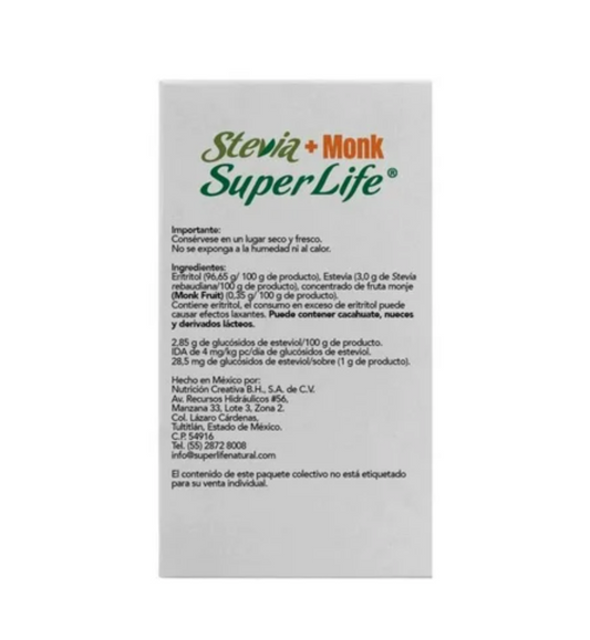 Endulzante Super Life Stevia+Monk 400 g - .
