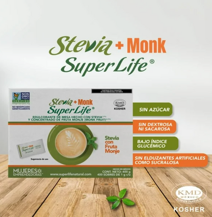 Endulzante Super Life Stevia+Monk 400 g - .