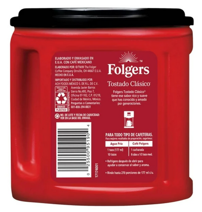 Café tostado y molido Folgers Clásico 816 g - .