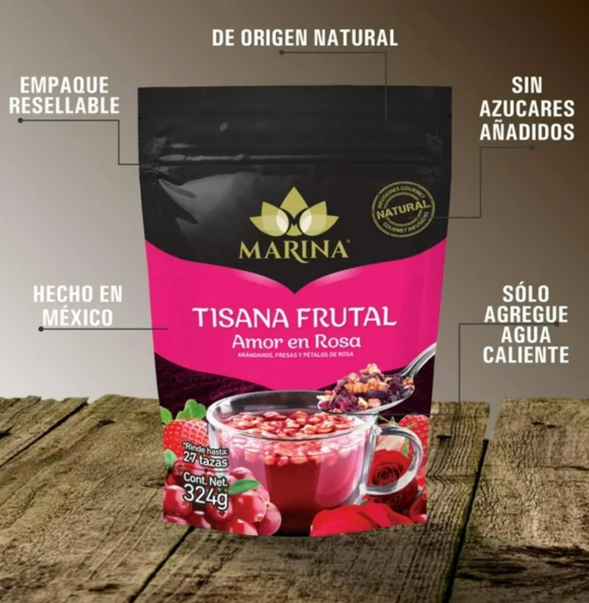 Tisana Frutal Marina Amor en Rosa 324 g - .