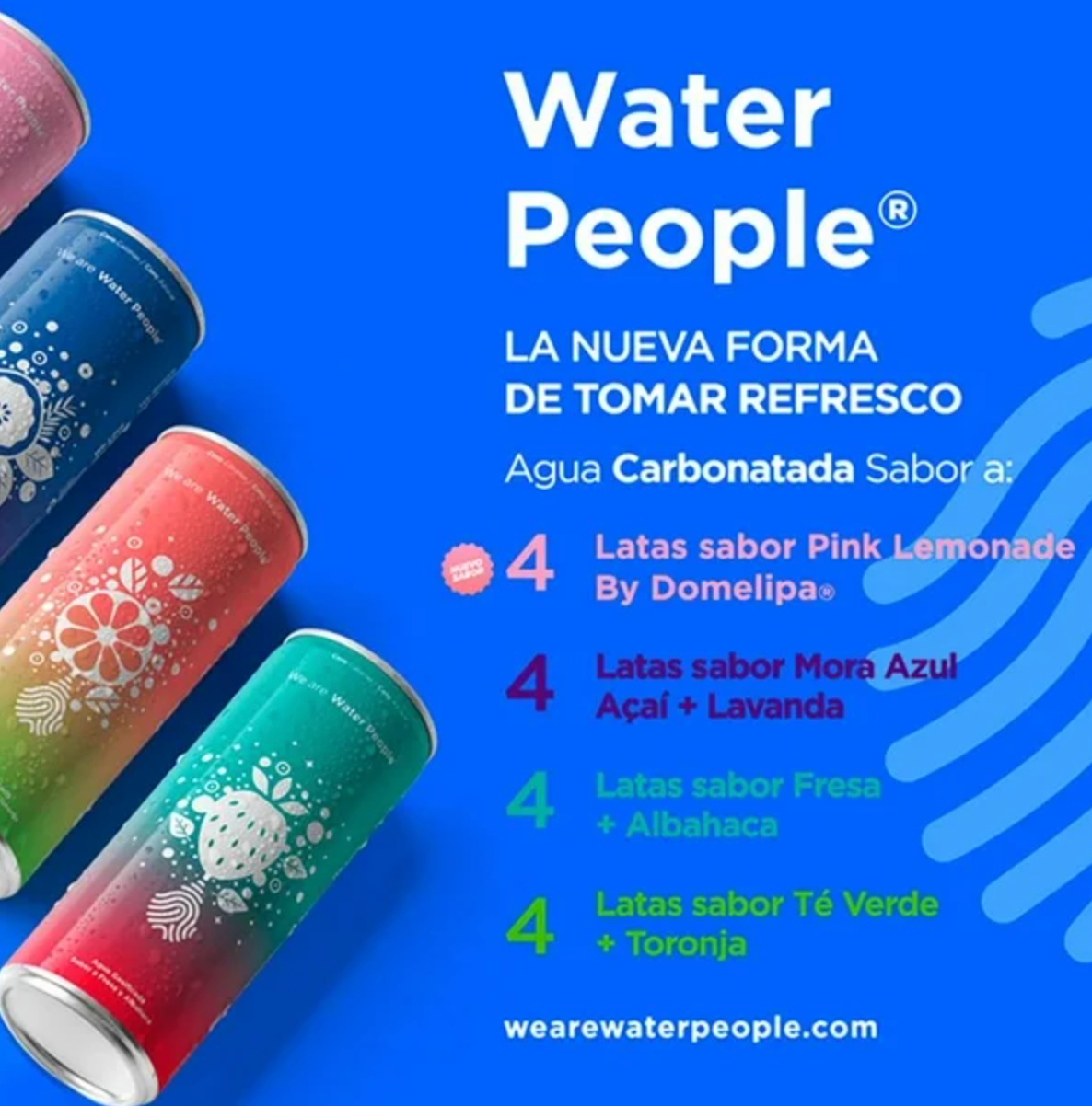 Agua Gasificada We Are Water People Variedad de Sabores 16 pzas de 355 ml c/u -.