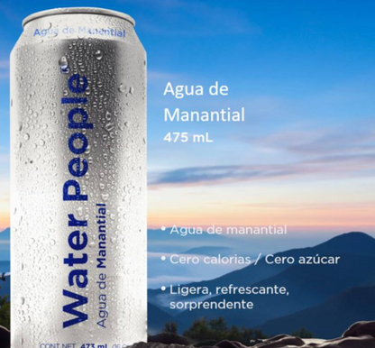 Agua Natural de Manantial WATER THE PEOPLE 12 piezas de 473 ml -.