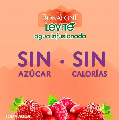 Bebida Saborizada Bonafont Levité Pepino-Limón y Frutos Rojos 12 pzas de 1 l c/u - .