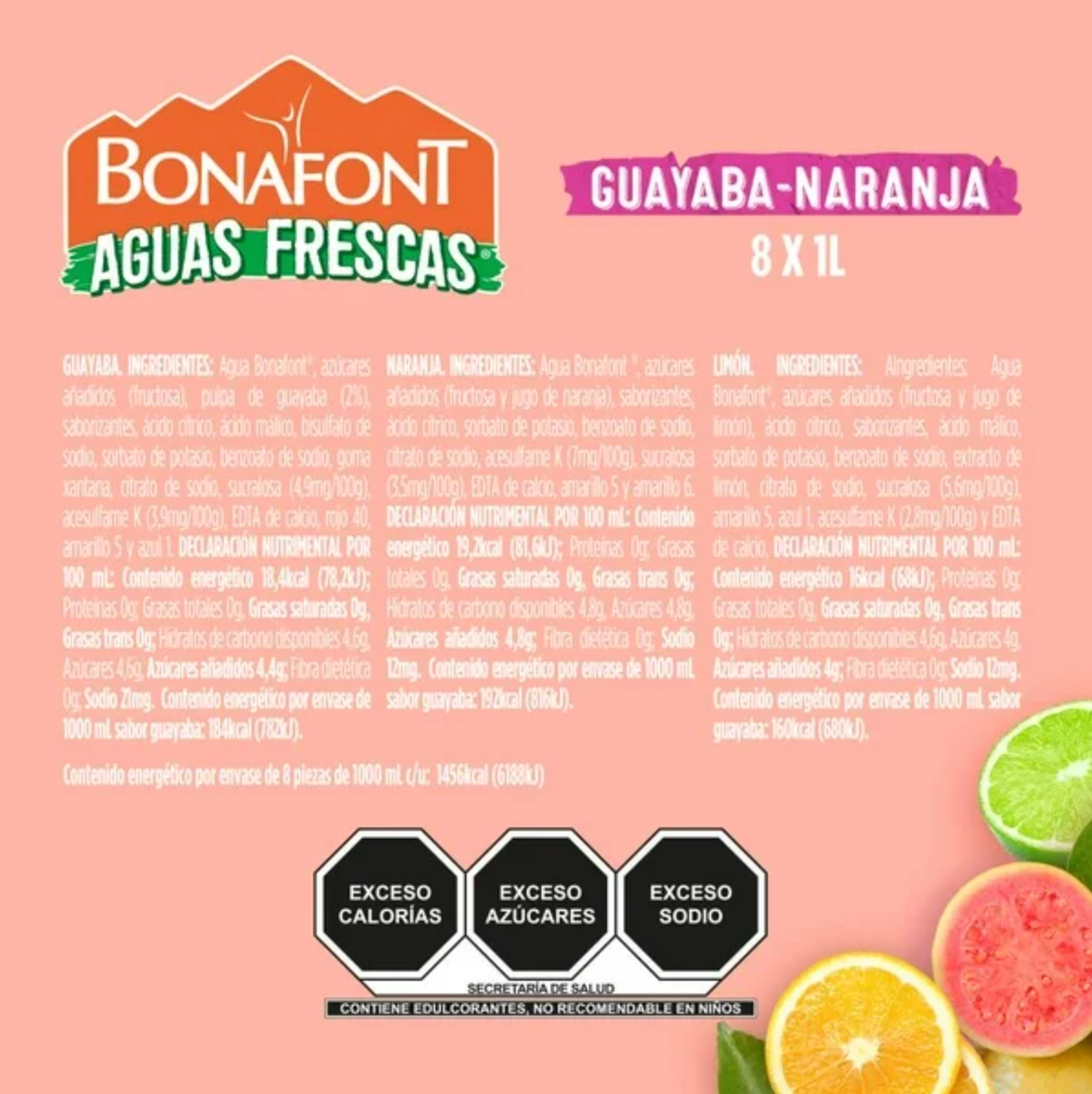 Bebida Saborizada Bonafont Aguas Frescas 8 pzas de 1 l c/u - .