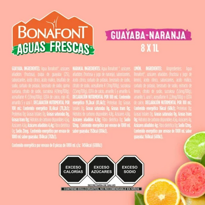 Bebida Saborizada Bonafont Aguas Frescas 8 pzas de 1 l c/u - .