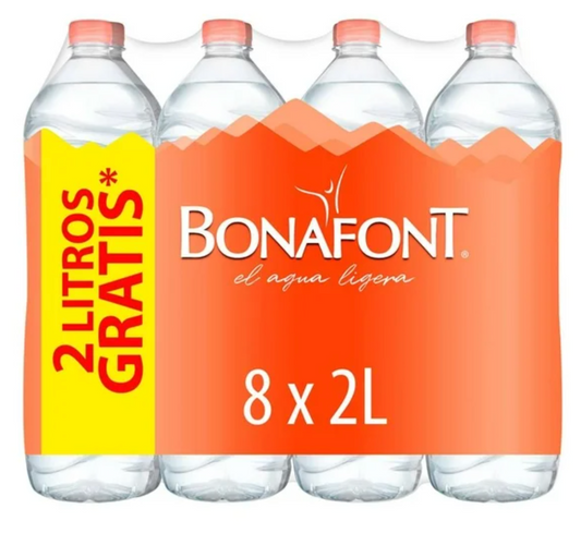 Agua Natural Bonafont 8 pzas de 2 L - .