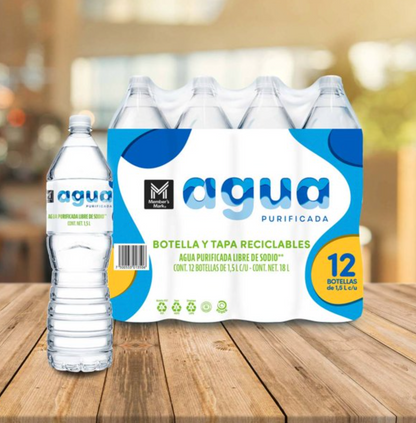Agua Purificada Members Mark 12 pzas de 1.5 l c/u - .