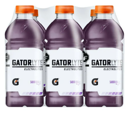 Bebida con Electrolitos Gatorlyte Sabor Uva 6 pzas de 591 ml c/u - .