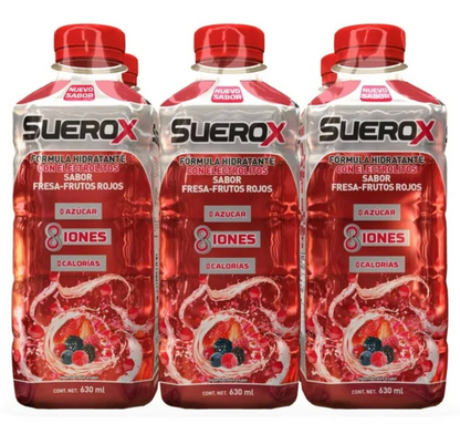 Bebida Hidratante SUEROX Frutos Rojos 6 pzas de 630 ml c/u -.