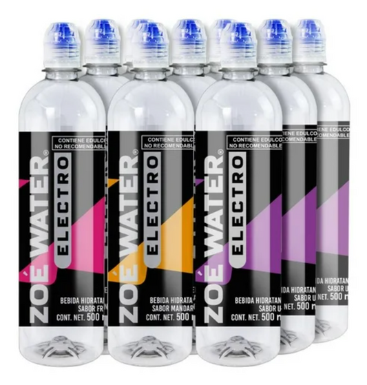 Bebida Hidratante ZOE Electro Sabores Surtidos 9 pzas de 500 ml c/u - .
