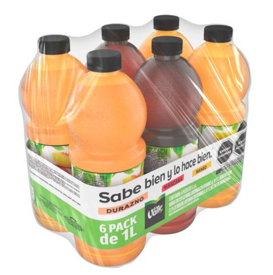 Néctares Frutales Del Valle Sabores Surtidos 6 pzas de 1 L c/u -.