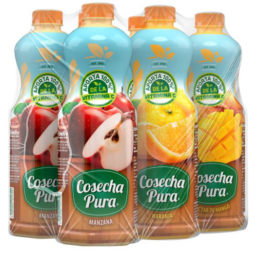 Bebidas COSECHA PURA Manzana, Naranja, Mango 6 pzas de 1 l c/u - .
