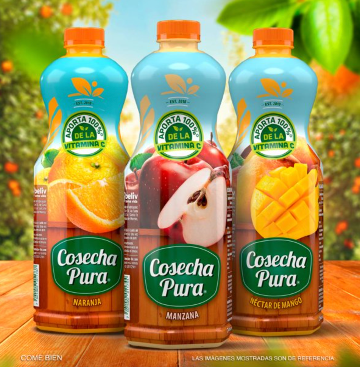 Bebidas COSECHA PURA Manzana, Naranja, Mango 6 pzas de 1 l c/u - .