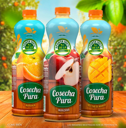 Bebidas COSECHA PURA Manzana, Naranja, Mango 6 pzas de 1 l c/u - .
