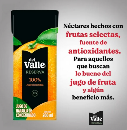 Jugo DEL VALLE Sabor Naranja y Manzana 40 pzas 200 ml c/u - .