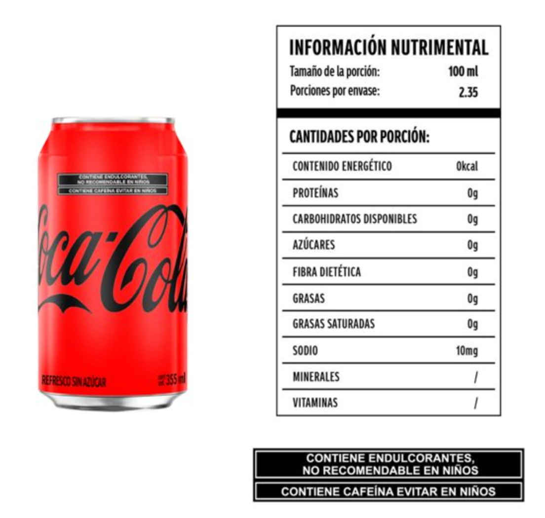 Refresco Coca-Cola Mini sin Azúcar 24 pzas de 235 ml c/u -.