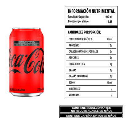Refresco Coca-Cola Mini sin Azúcar 24 pzas de 235 ml c/u -.