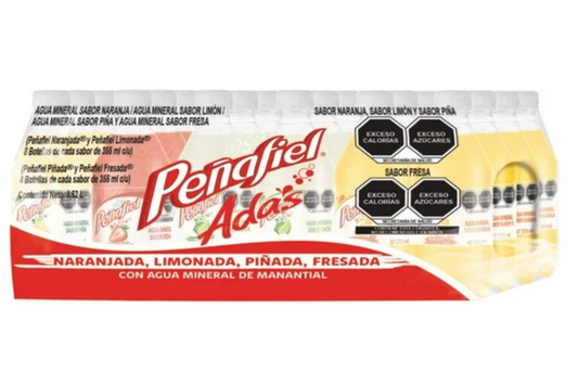 Agua Mineral con Jugo Peñafiel Adas 24 pzas de 355 ml - .
