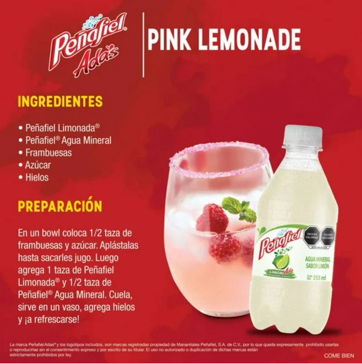 Agua Mineral con Jugo Peñafiel Adas 24 pzas de 355 ml - .