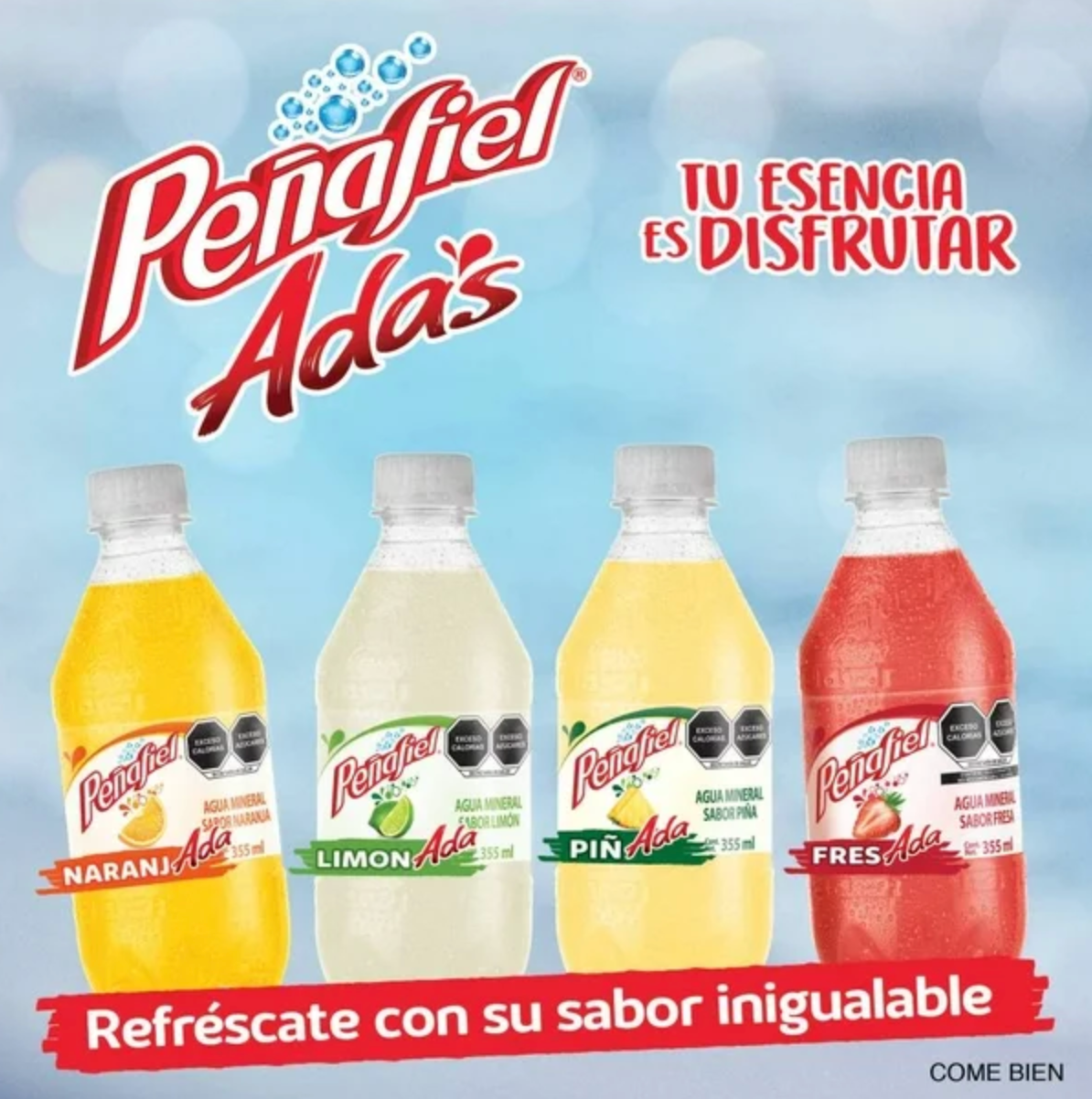 Agua Mineral con Jugo Peñafiel Adas 24 pzas de 355 ml - .