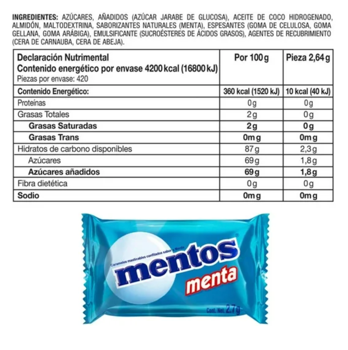 Caramelos Masticables Confitados Mentos con 420 pzas -.