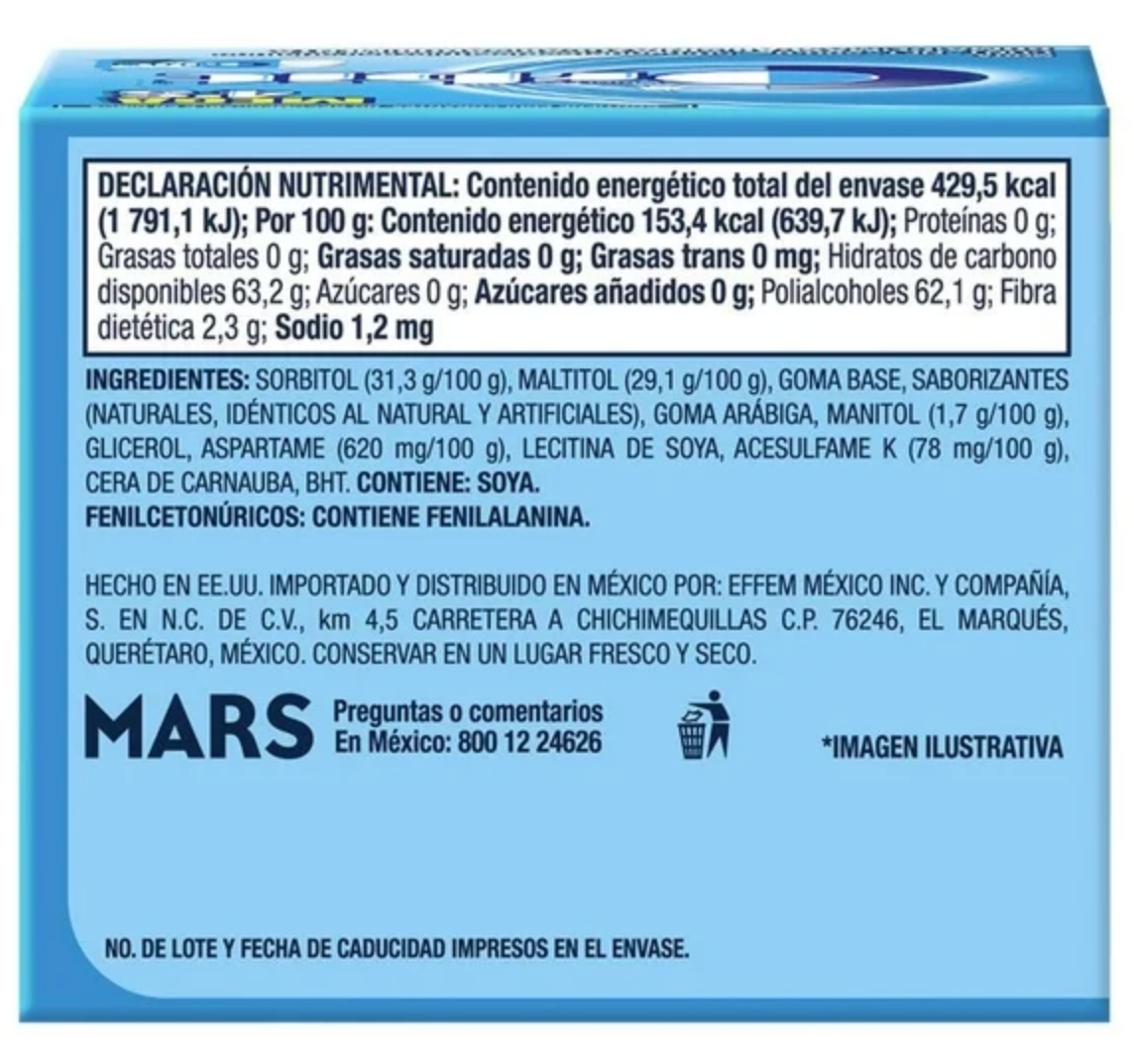Goma de Mascar Wrigley's Orbit Mega 4's Sabor Menta 50 pzas - .