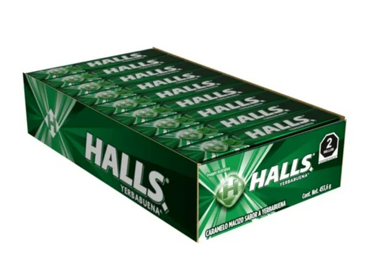 Caramelo Macizo Halls Yerbabuena 18 Piezas -.