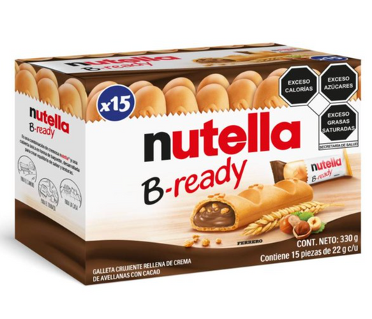 Galleta Rellena con Crema de Avellanas con Cocoa Nutella B-ready 15 pzas 22 g c/u - .
