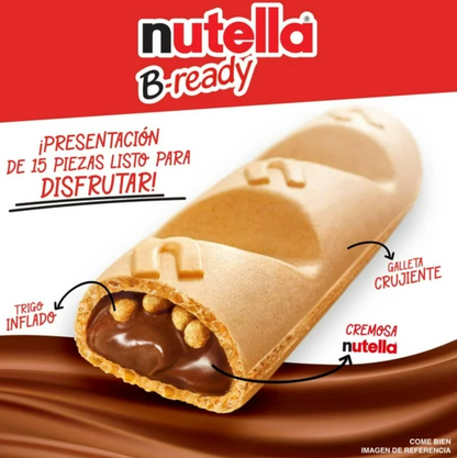 Galleta Rellena con Crema de Avellanas con Cocoa Nutella B-ready 15 pzas 22 g c/u - .