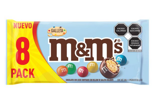 Chocolates M&M's con Relleno de Galleta 8 pzas 38.3 g c/u - .