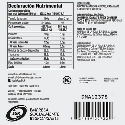 Mazapán De la Rosa 40 pzas de 21 g c/u -.