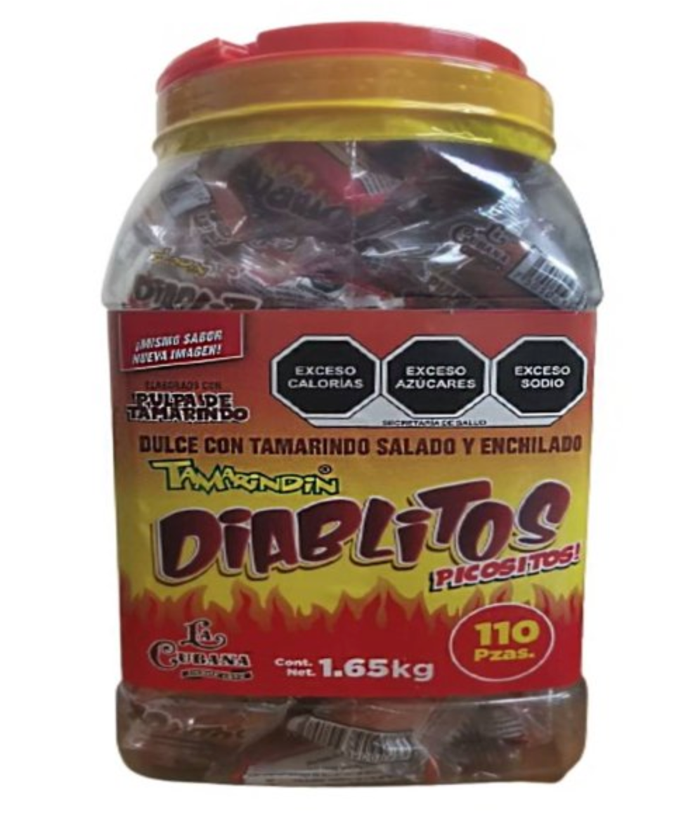 Dulce La Cubana Tamarindin Diablitos 110 pzas de 15g c/u -.