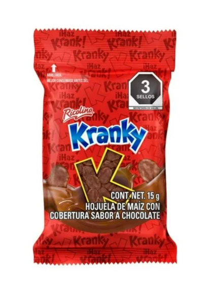 Hojuela de Maíz con Chocolate Kranky Ricolino 30 pzas de 15 g c/u