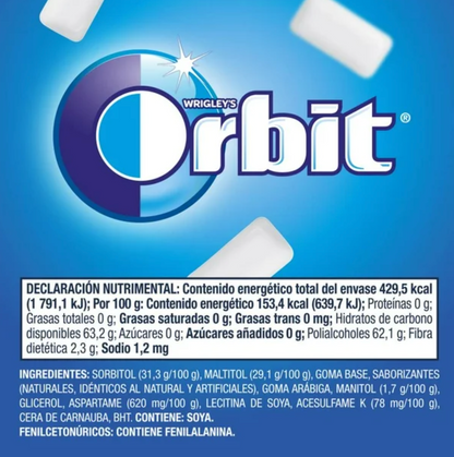 Goma de Mascar ORBIT Varios Sabores 120 pzas -.