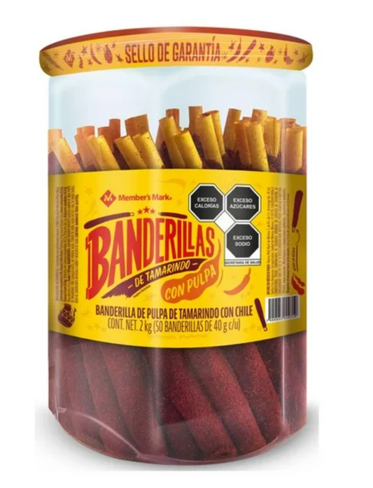 Banderillas de Pulpa de Tamarindo Member's Mark con Chile 50 pzas de 40 g c/u -.