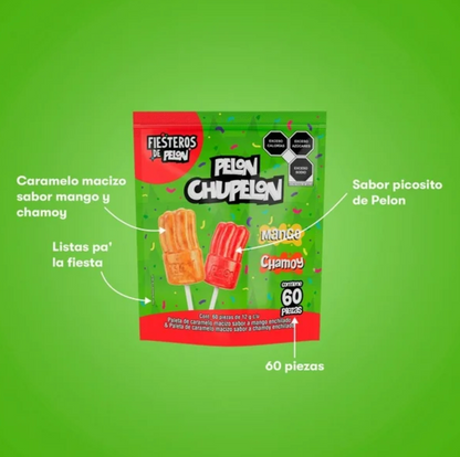 Paletas de Caramelo Macizo Pelon Pelo Rico Pelon Chupelon 60 pzas - .