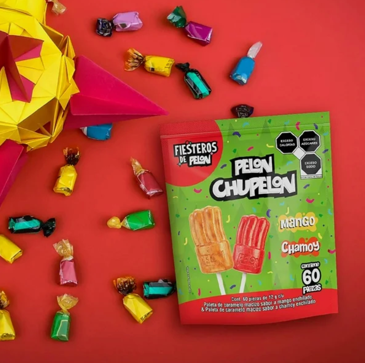 Paletas de Caramelo Macizo Pelon Pelo Rico Pelon Chupelon 60 pzas - .