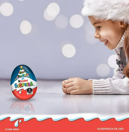 Huevito de Chocolate Kinder Sorpresa Navidad Varios Modelos 12 pzas de 20 g c/u -.