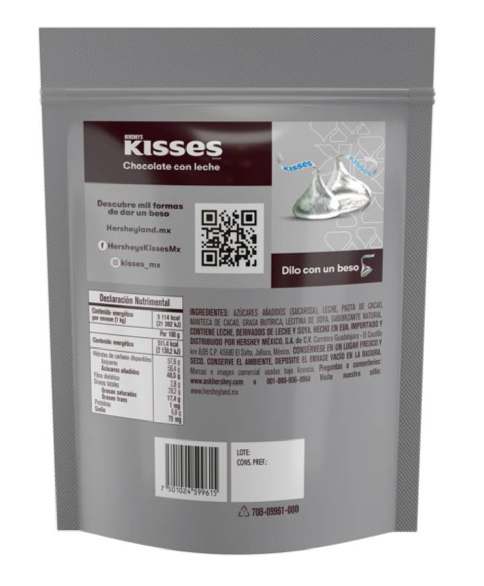 Chocolate con Leche Kisses Hershey's 1 kg - .