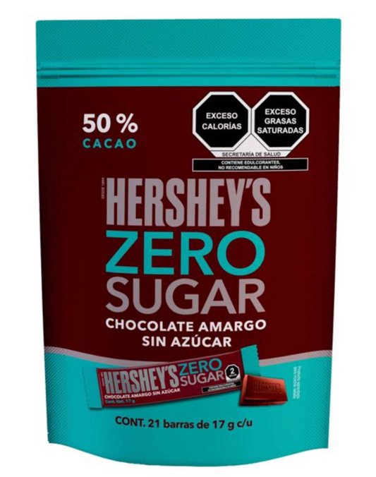 Chocolate Amargo Hershey's Zero Sugar 21 Barras de 17 g c/u - .