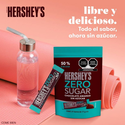 Chocolate Amargo Hershey's Zero Sugar 21 Barras de 17 g c/u - .