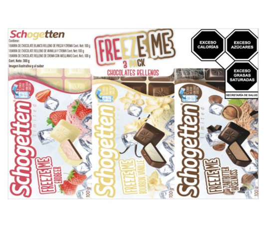 Pack de Chocolates Freeze Me Variedad de Sabores 3 pzas 100 g c/u -.