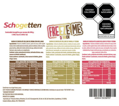 Pack de Chocolates Freeze Me Variedad de Sabores 3 pzas 100 g c/u -.