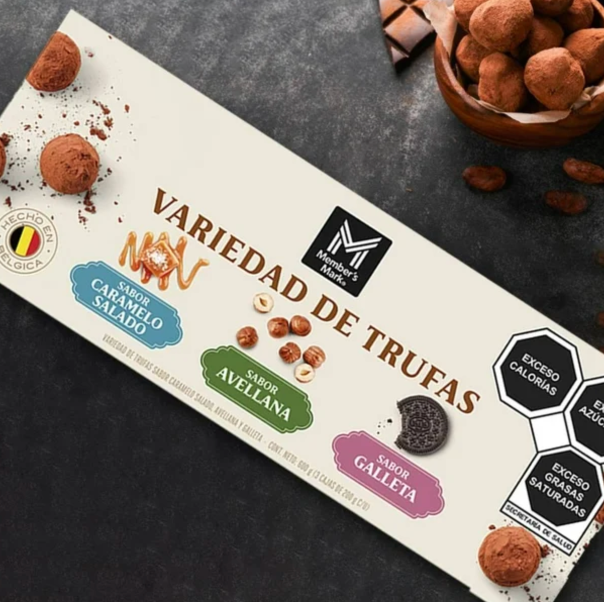 Trufas Belga Member's Mark Varios Sabores 3 pzas de 200 g c/u -.