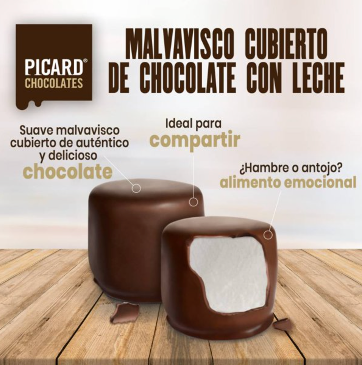 Malvavisco Picard Cubierto de Chocolate con Leche 800 g -.
