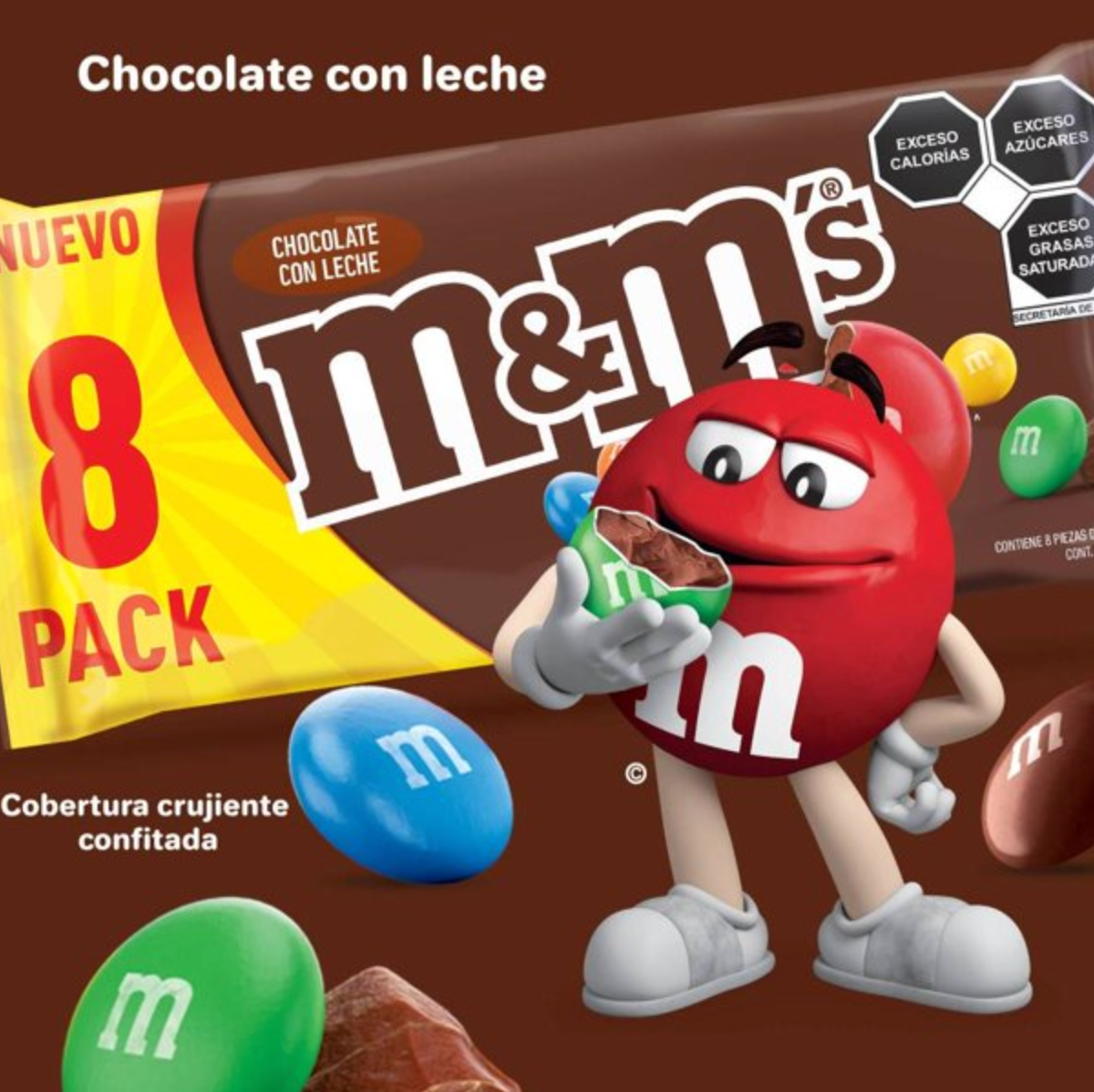 M&Ms Chocolates con leche 8 piezas de 43.8 g - .