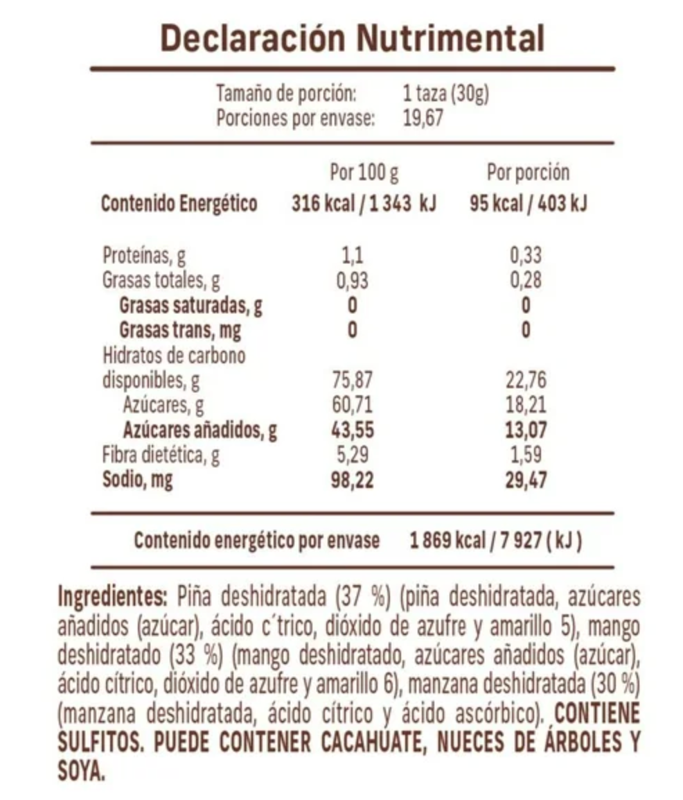 Mezcla de Frutos Secos Nature's Heart Manzana Piña y Mango 590 g -.