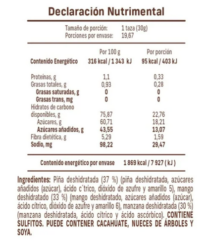 Mezcla de Frutos Secos Nature's Heart Manzana Piña y Mango 590 g -.