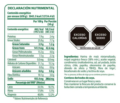 Churros de Nopal Nopalia Chile-Limón 650 g - .