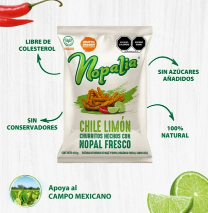Churros de Nopal Nopalia Chile-Limón 650 g - .